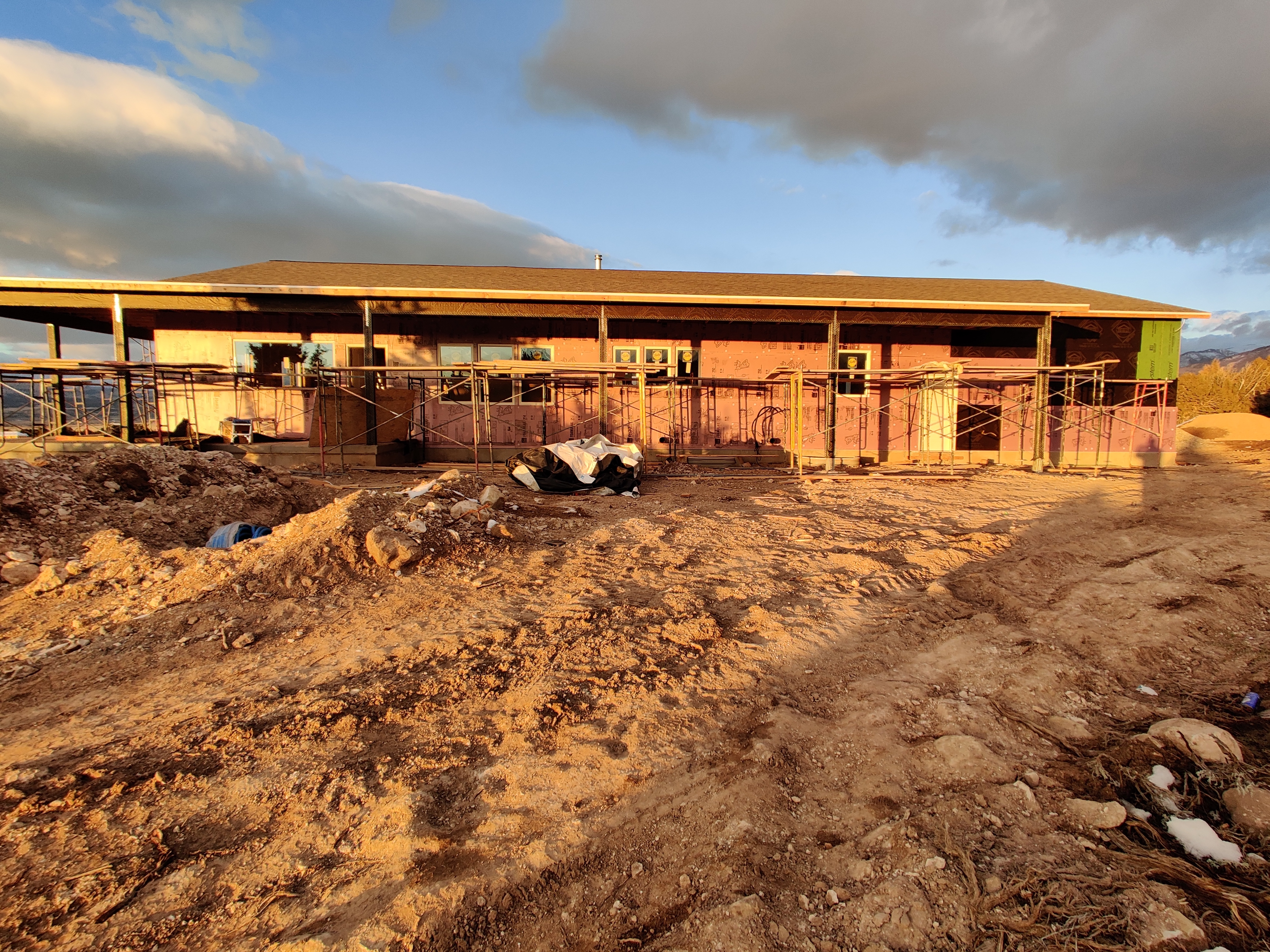 Exterior wrapped in rigid foam